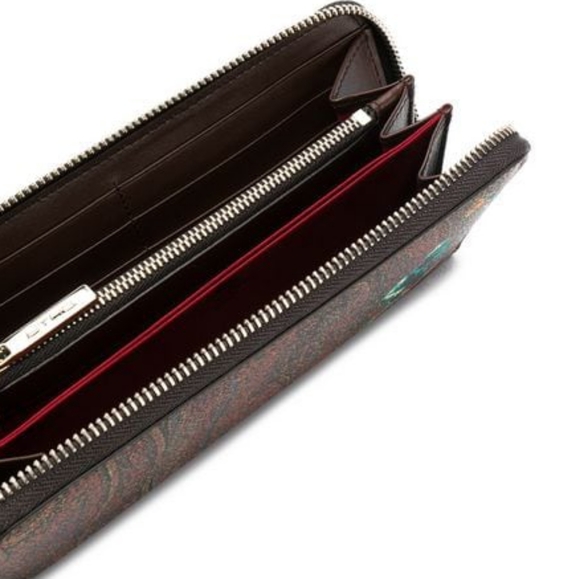 $650 Etro Paisley Gorilla Print Zip Around Continental Long Wallet Made In Italy - Picture 4 of 6